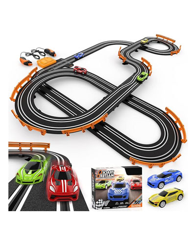 Slot Car Race Track Sets with 4 High-Speed Racing Car, Battery or Electric Race Car